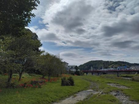 二俣川彼岸花群生地 周辺の様子 二俣川彼岸花群生地 周辺の様子 彼岸花,日本,静岡県の写真素材