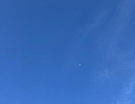 青い空と白い月 青い空と白い月の写真