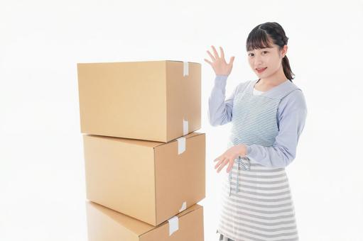 引っ越しをする若い女性 引っ越しをする若い女性 掃除,ポイント,料金の写真素材