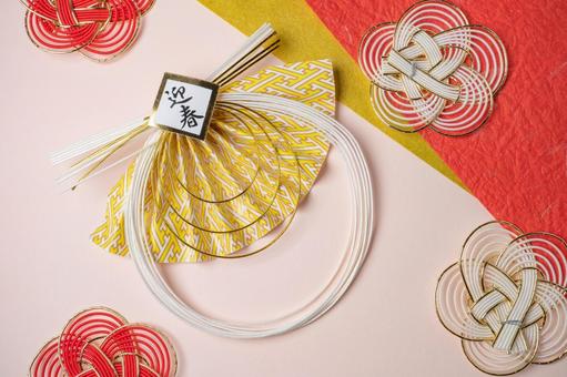 迎春の水引飾りと和紙が彩る正月デザイン 水引,飾り,正月の写真素材