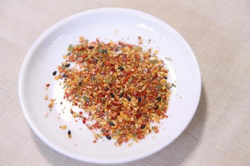 Photo, seven spice blend, seasoning, red peppers, 