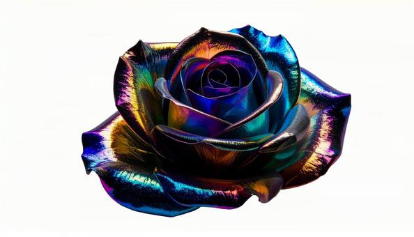 光沢を放つ虹色の薔薇(背景透過) 光沢を放つ虹色の薔薇(背景透過)の写真