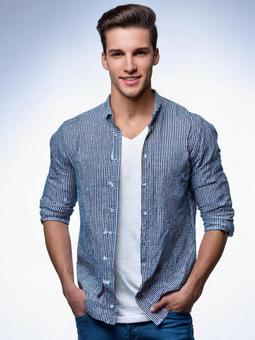 男性ファッション　シャツコーデの写真