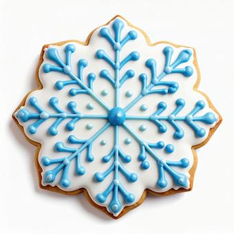 雪の結晶モチーフのアイシングクッキーの写真