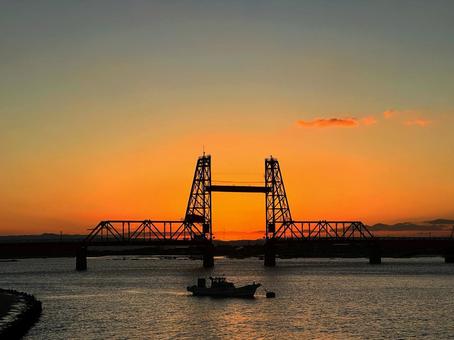 筑後川昇開橋 筑後川昇開橋 筑後川昇開橋,筑後川,大川の写真素材