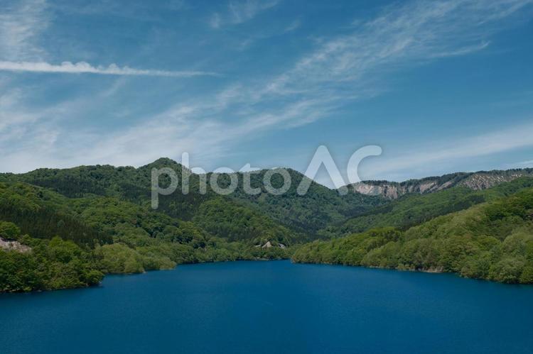 玉川ダム　玉川湖の晴天の風景 玉川ダム,ダム,玉川の写真素材