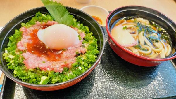 Negitoro rice bowl and udon set, JPG