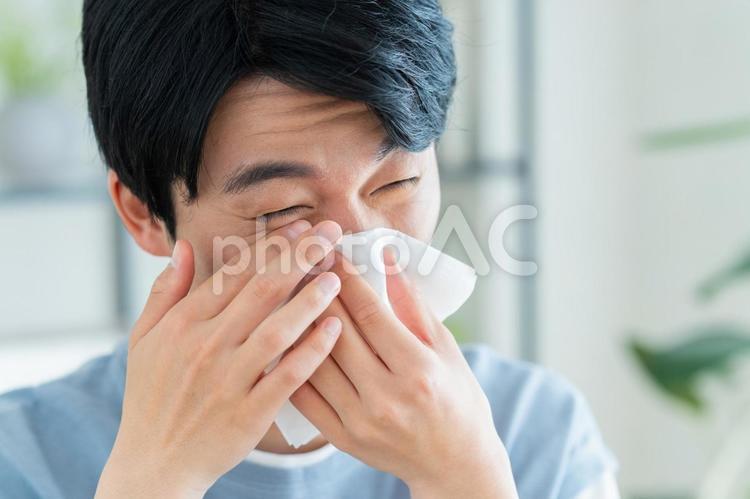 花粉症の男性 花粉症,花粉,アレルギーの写真素材