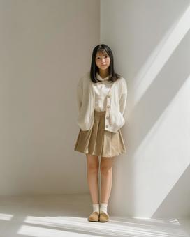 春/秋 ナチュラルコーデの女性 春/秋 ナチュラルコーデの女性の写真