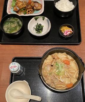 団子汁と白魚の甘辛炒め だんご汁,鍋,野菜の写真素材