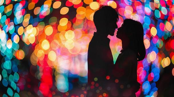 イルミネーション男女 背景 人物カップル イルミネーション男女 背景 人物カップルの写真