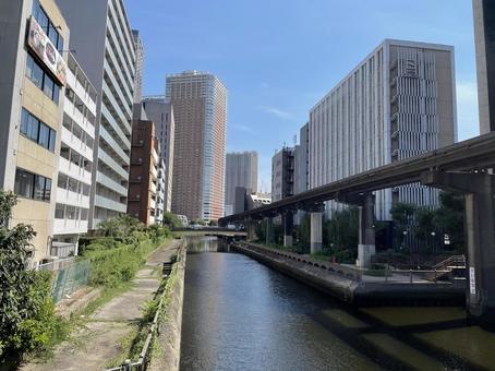 田町の街並み 田町,芝浦,河川の写真素材