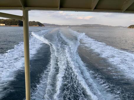 2025.11　航跡 海,船,航跡の写真素材