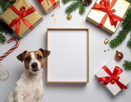 犬とクリスマス 犬とクリスマスの写真