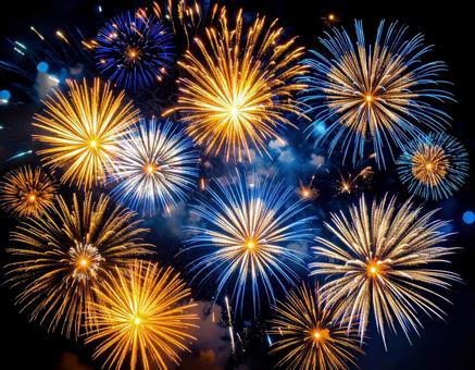 夏の夜空を彩る大輪の花火 夏の夜空を彩る大輪の花火の写真