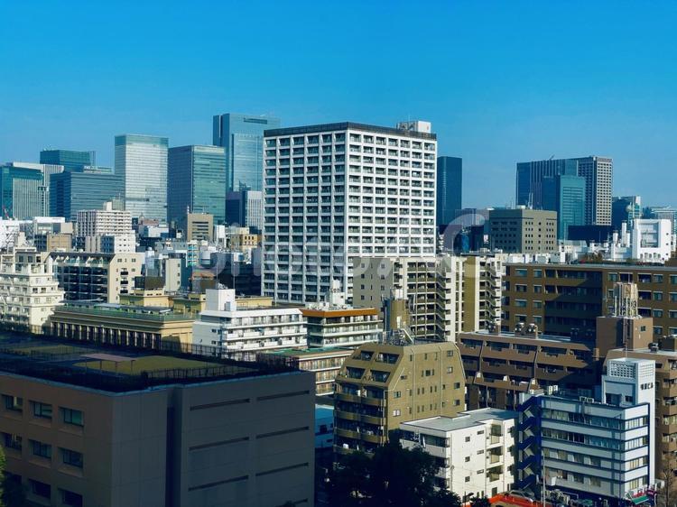高層ビルのある都市風景 ビル,ビル群,ビル街の写真素材