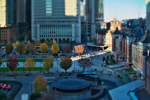 東京駅丸の内駅前広場（ジオラマ風） 東京駅,丸の内駅前広場,レンガ造りの写真素材