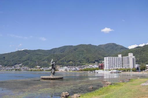 諏訪湖 諏訪湖 諏訪湖,諏訪市,八重垣姫像の写真素材