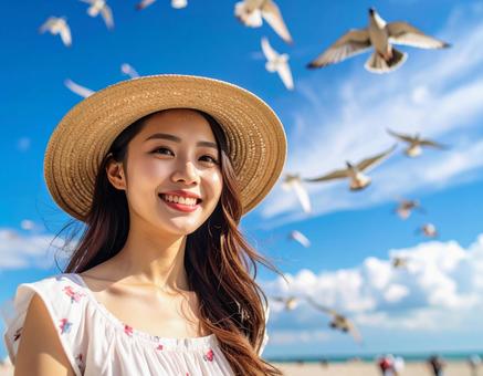 海鳥と彼女 海鳥と彼女の写真