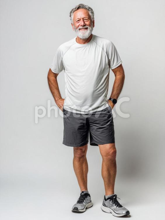フィットネス服を着た男性の全身姿 男性,ファッション,フィットネスの写真素材