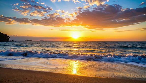 海に沈む夕日 海に沈む夕日の写真