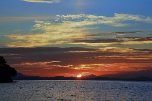 秋の夕景・夕陽/宍道湖 夕景,夕陽,夕日の写真素材