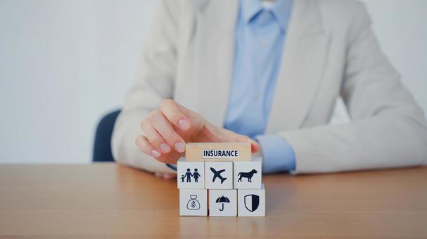 積み上げられたキューブ 保険業,事務職,接客業の写真素材