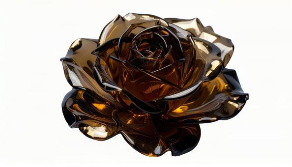 透明感のある金色ガラス薔薇(背景透過) 透明感のある金色ガラス薔薇(背景透過)の写真