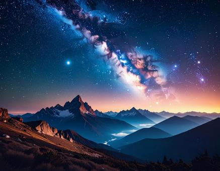 幻想的な星空の夜空 幻想的な星空の夜空の写真