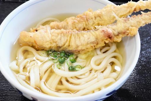 さぬきうどん店のゲソ天うどん ゲソ天,イカ,うどんの写真素材
