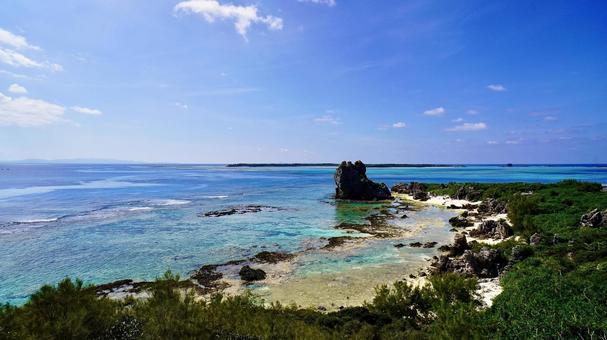 The sea, Gitara, as seen from the Gitara Observatory on Izena Island, sea guitar, observatory, gitara observatory, JPG
