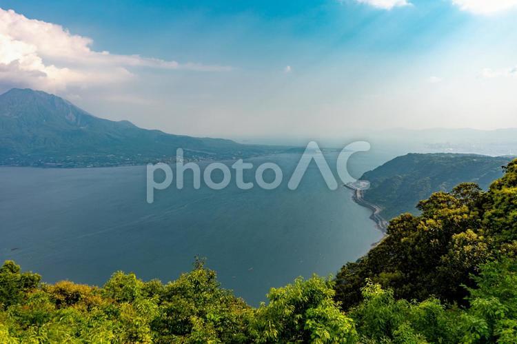 寺山公園からの風景 寺山公園,桜島,錦江湾の写真素材