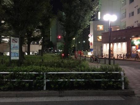夜の大森駅前の緑地とガード通り風景、街並 夜の大森駅前の緑地とガード通り風景、街並 ガード通り,夜,大森の写真素材