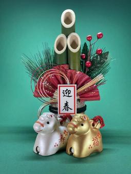 年賀状素材・干支・午年・門松 年賀状,年賀状素材,干支の写真素材