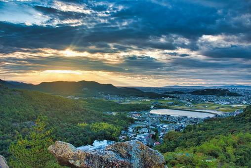 高御位山 播磨平野,山岳,平野の写真素材