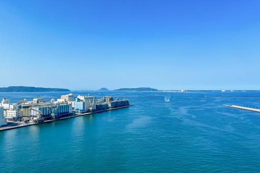 博多ポートタワーから眺める雄大な海 福岡,ベイエリア,観光地の写真素材