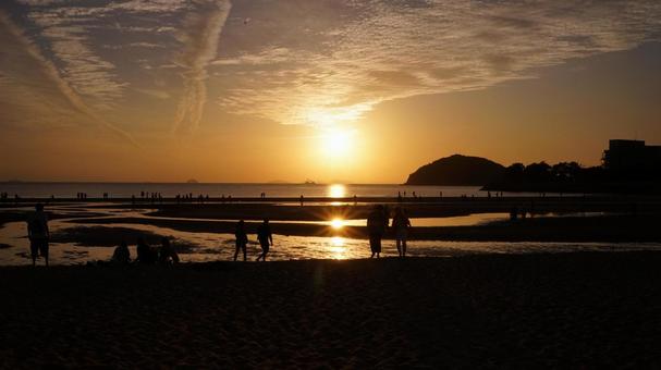 Sunset at Chichibugahama Beach, JPG