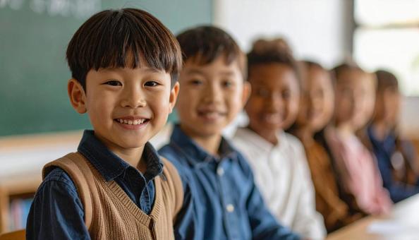 英会話教室で学ぶ子供たちの写真