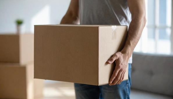 ダンボールを運ぶの写真