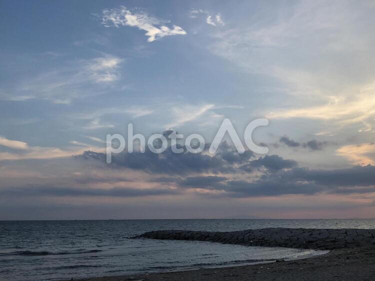 海の夕暮れ 日暮れ,夕暮れ,海の写真素材