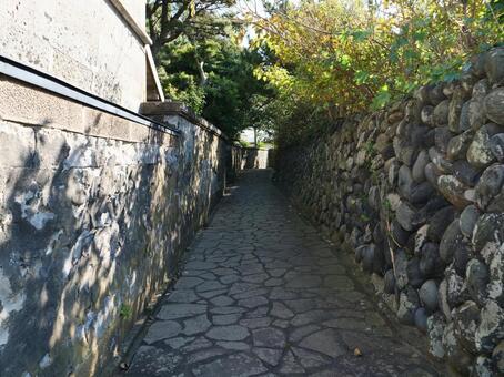 波浮港　街並み　石畳 波浮港,伊豆大島,伊豆諸島の写真素材