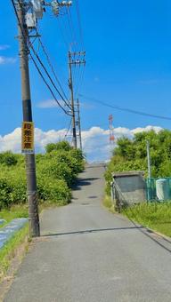 田んぼ道 田んぼ道 田舎,道路,晴れの写真素材