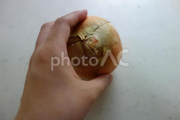 玉ねぎを掴む 玉ねぎ,人物,ボディパーツの写真素材