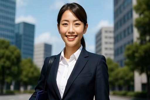 リクルートスーツの女性就活生・会社員 リクルートスーツの女性就活生・会社員の写真