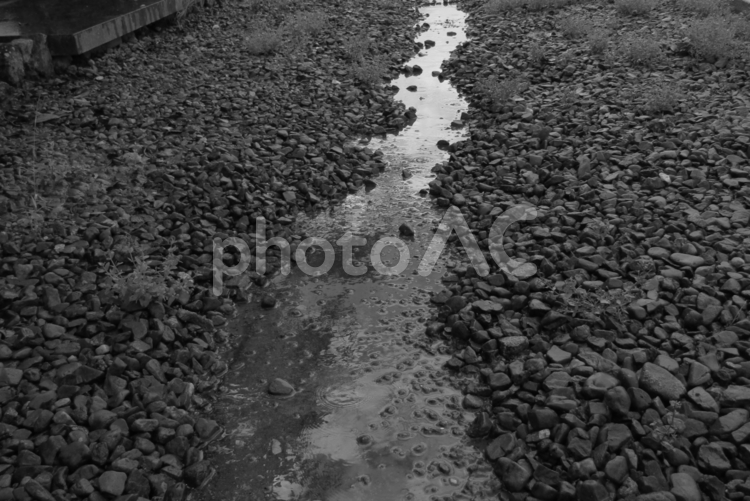 砂利の庭園の中を水が流れる 庭園,砂利,水の写真素材