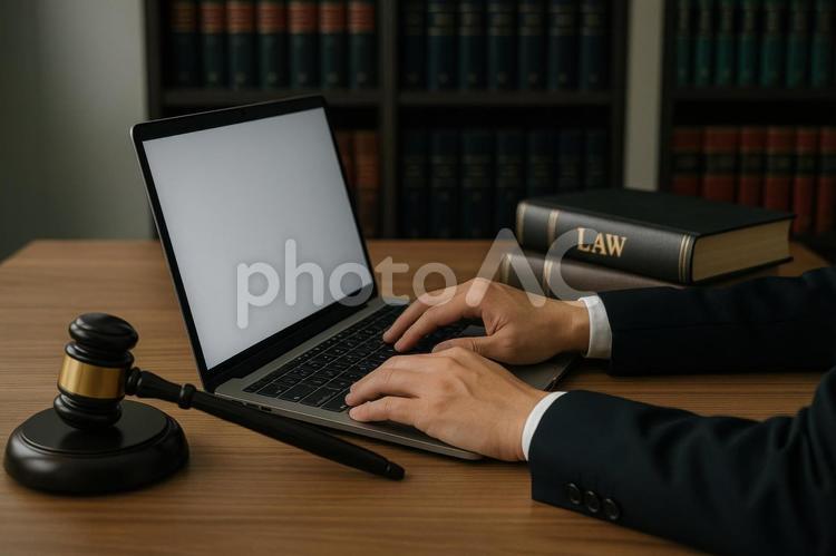 裁判官が資料を確認 裁判,法廷,裁判所の写真素材