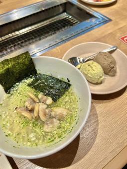 Photo, clam ramen, ramen, ice, 