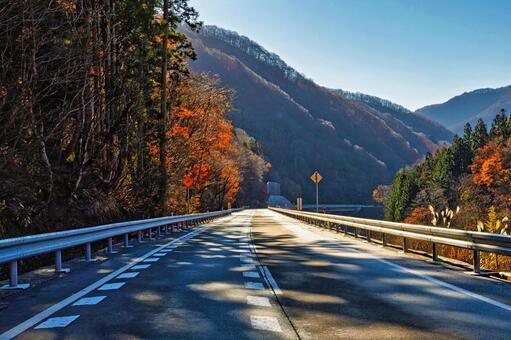 岐阜県揖斐川町、国道417号の冠山峠道路 冠山峠道路,国道417号,岐阜県の写真素材