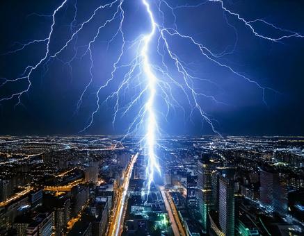 摩天楼を貫く雷 摩天楼を貫く雷の写真