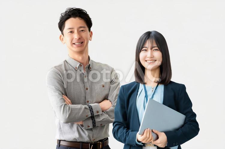 男女2人のビジネスチームワークイメージ 男性,女性,男女の写真素材